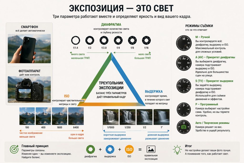 как работает экспозиция в фотоаппарате